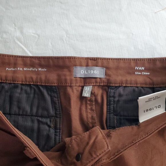 DL1961 Men's Pinecone Ivan Chino Pants Slim Fit Straight Leg Size 33X32 (C-2) - Picture 6 of 11